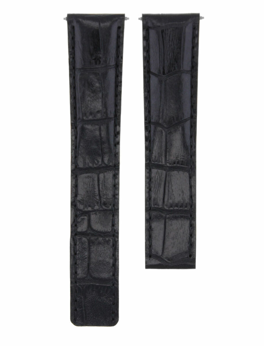 18-20MM LEATHER WATCH BAND STRAP FOR CARTIER TANK SOLO FRANCAISE DEPLOYMEN CLASP, Black, view 2