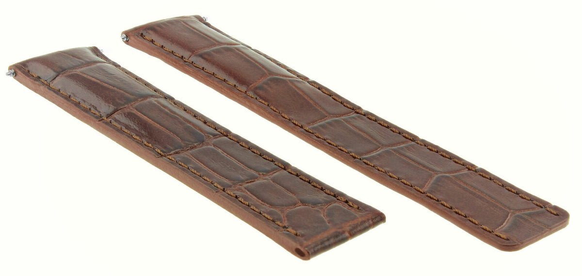 18-20MM LEATHER WATCH BAND STRAP FOR CARTIER TANK SOLO FRANCAISE DEPLOYMEN CLASP, Brown, front view