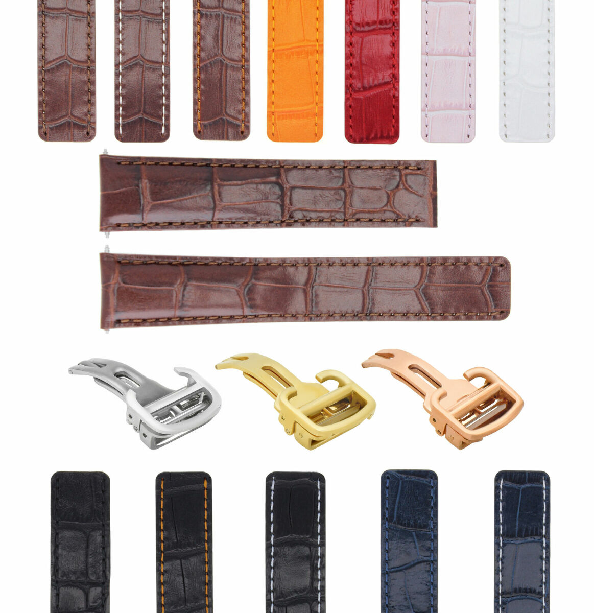 18-20MM LEATHER WATCH BAND STRAP FOR CARTIER TANK SOLO FRANCAISE DEPLOYMEN CLASP, Brown