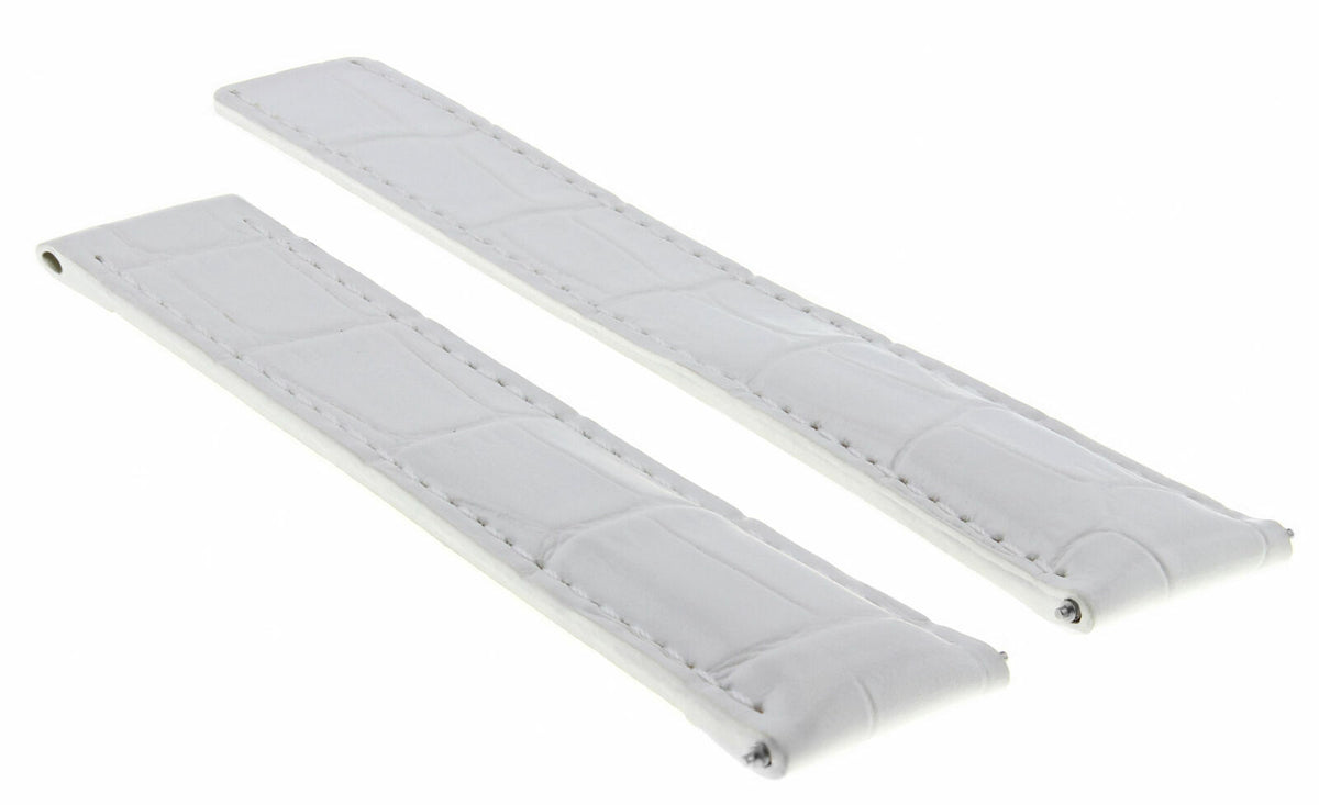 18-20MM LEATHER WATCH BAND STRAP FOR CARTIER TANK SOLO FRANCAISE DEPLOYMEN CLASP, White, view 4