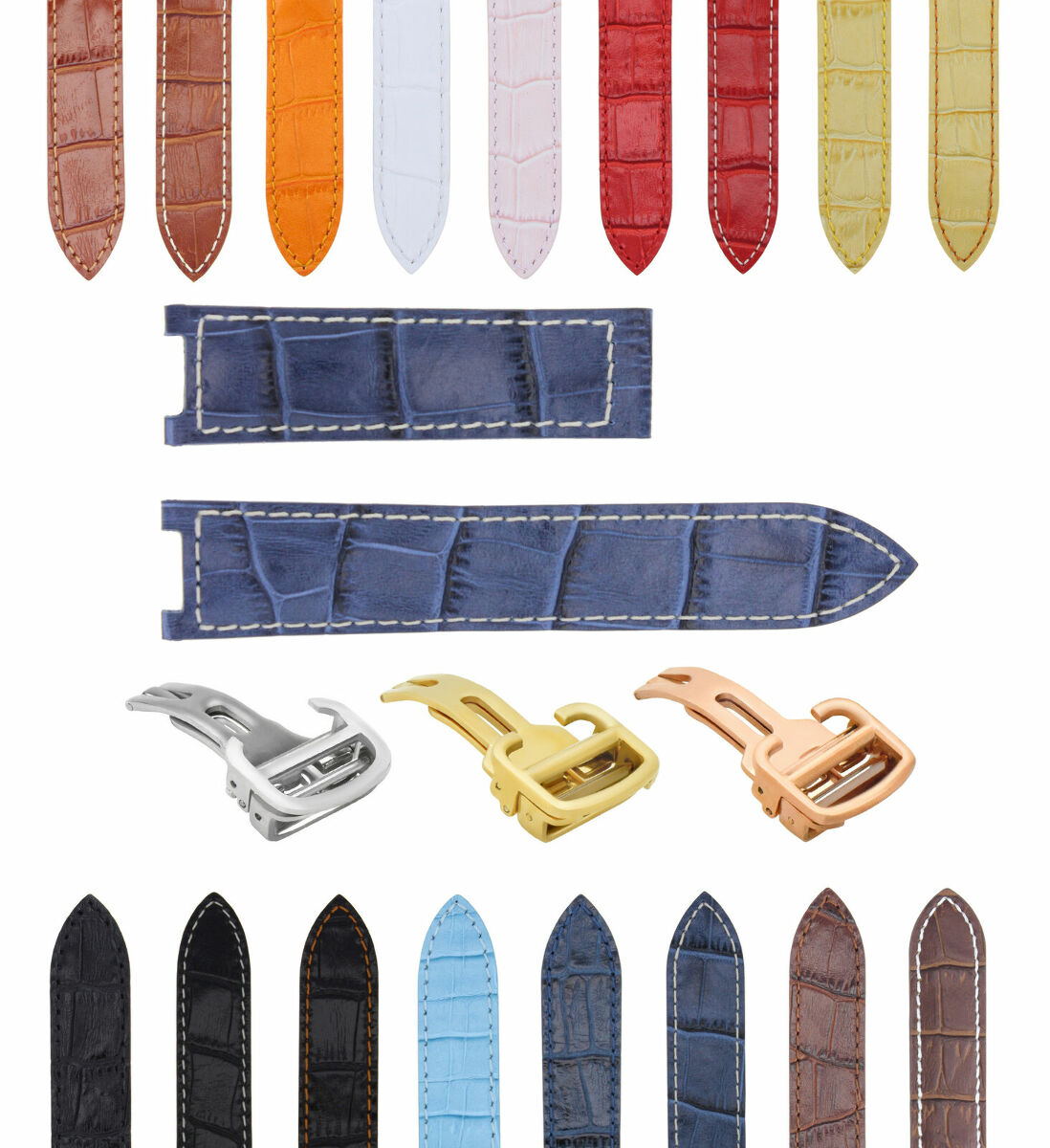 LEATHER WATCH BAND STRAP FITS CARTIER PASHA 35-38-42MM CHRONOGRAPH - 20MM