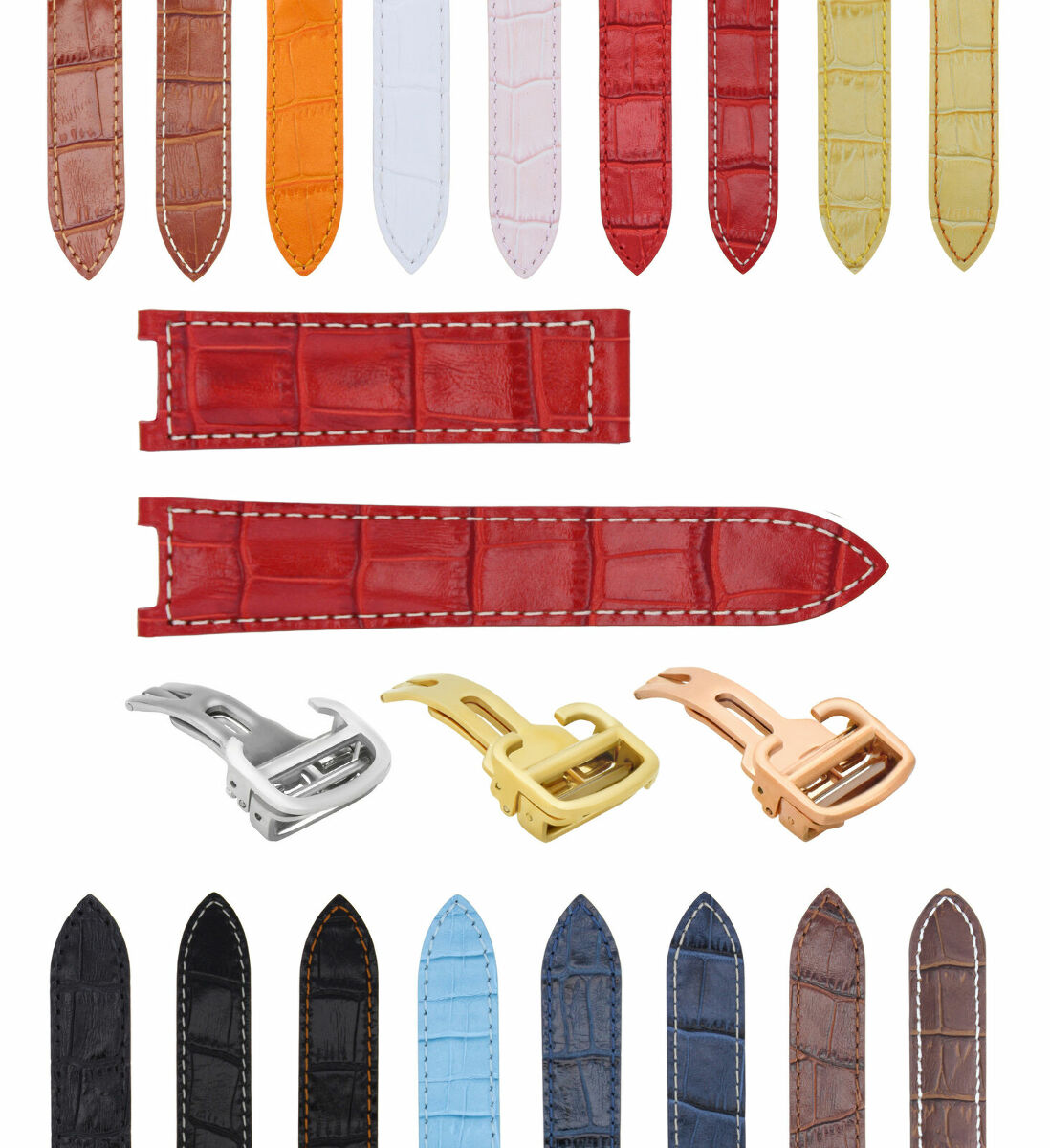LEATHER WATCH BAND STRAP FITS CARTIER PASHA 35-38-42MM CHRONOGRAPH - 20MM