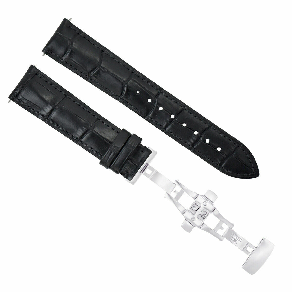 20-22-24MM LEATHER WATCH BAND STRAP FOR PATEK PHILIPPE + DEPLOYMENT CLASP