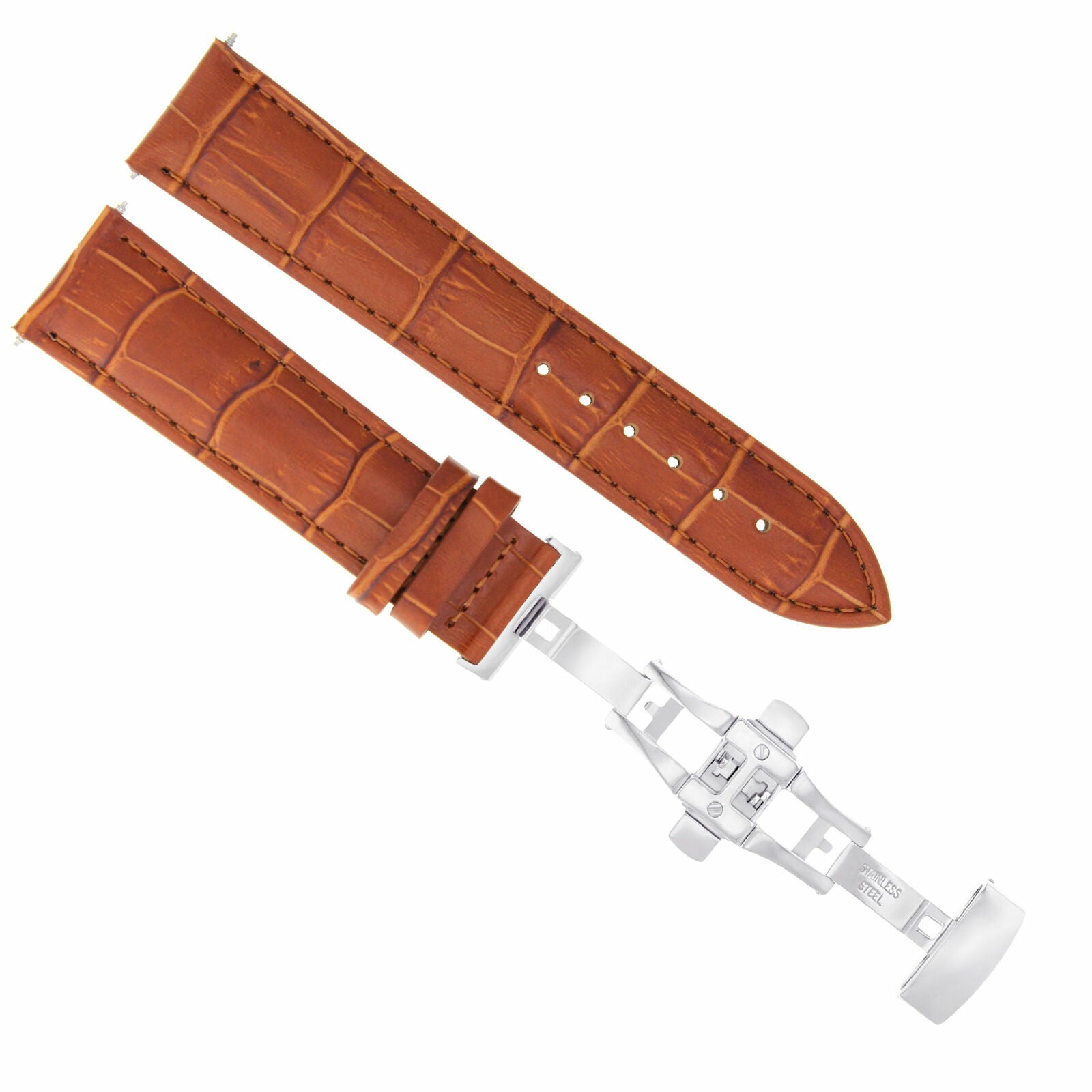 20-22-24MM LEATHER WATCH BAND STRAP FOR PATEK PHILIPPE + DEPLOYMENT CLASP