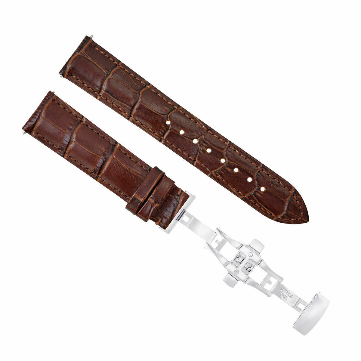 20-22-24MM LEATHER WATCH BAND STRAP FOR PATEK PHILIPPE + DEPLOYMENT CLASP
