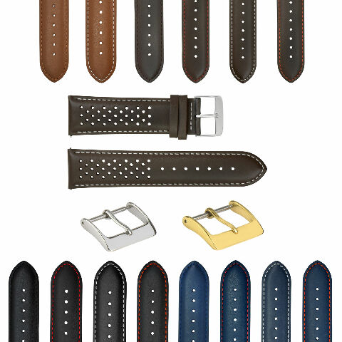 18MM-24MM PERFORATED LEATHER STRAP QUICK RELEASE FOR UNIVERSAL WATCH BAND