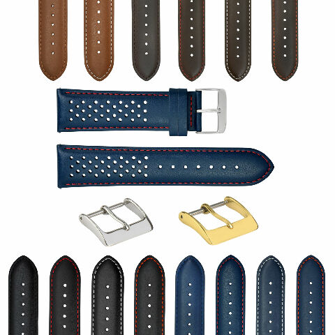 PERFORATED LEATHER WATCH BAND STRAP FOR INVICTA EZRELEASE - 19MM