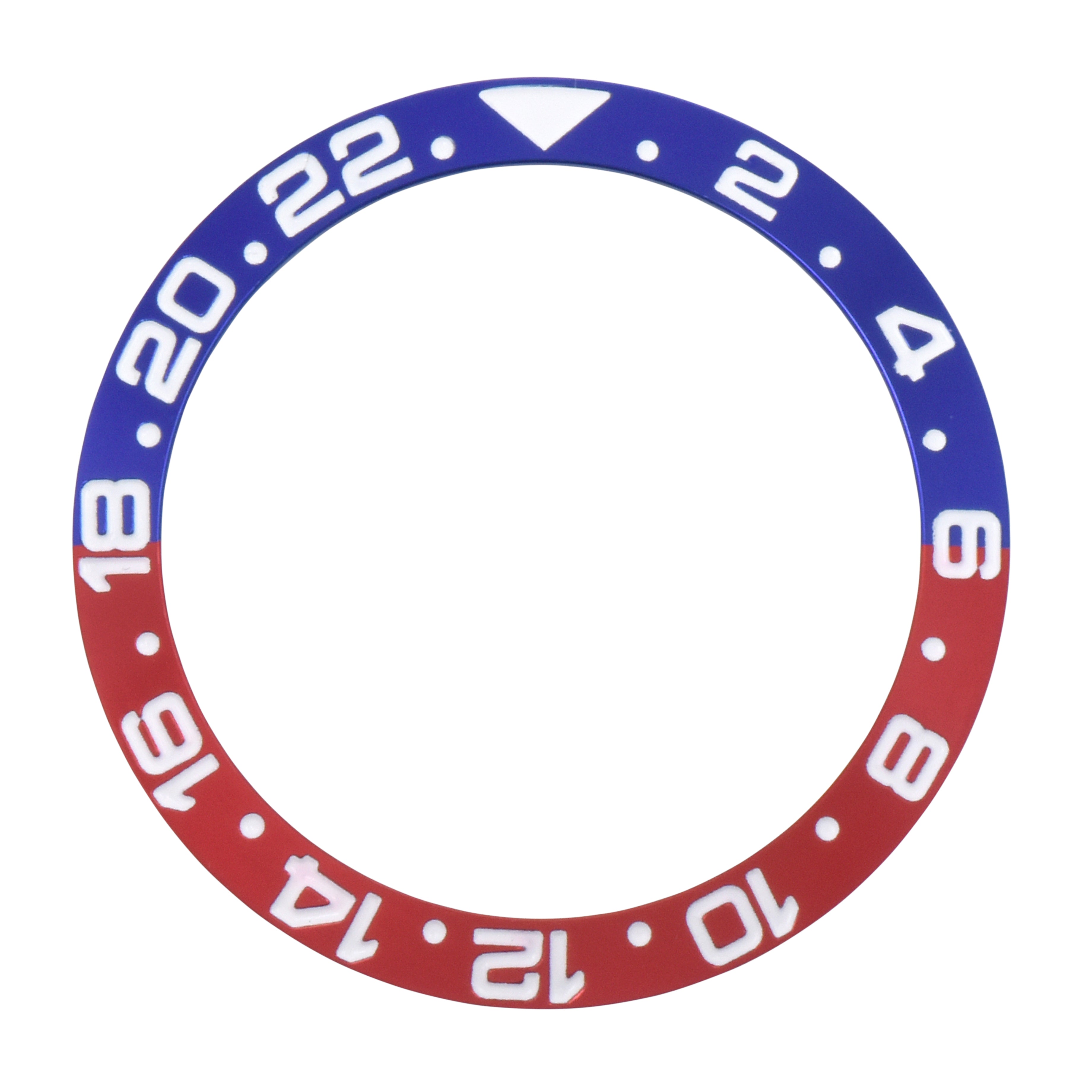 REPLACEMENT BEZEL INSERT BLUE/RED ENGRAVED CERAMIC FOR WATCH 38MM X 30.80MM