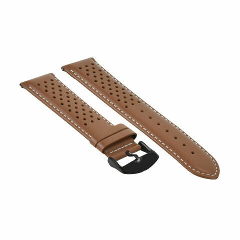 PERFORATED LEATHER RALLY WATCH STRAP BAND - QUICK RELEASE 18-19-20-21-22-23-24MM