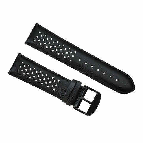 PERFORATED LEATHER RALLY WATCH STRAP BAND - QUICK RELEASE - 21MM