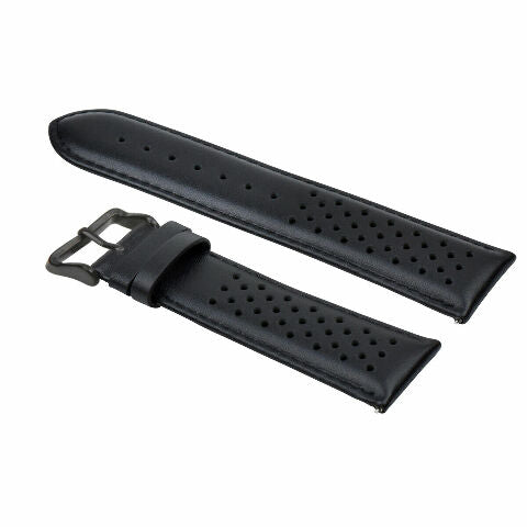 PERFORATED LEATHER RALLY WATCH STRAP BAND - QUICK RELEASE - 21MM