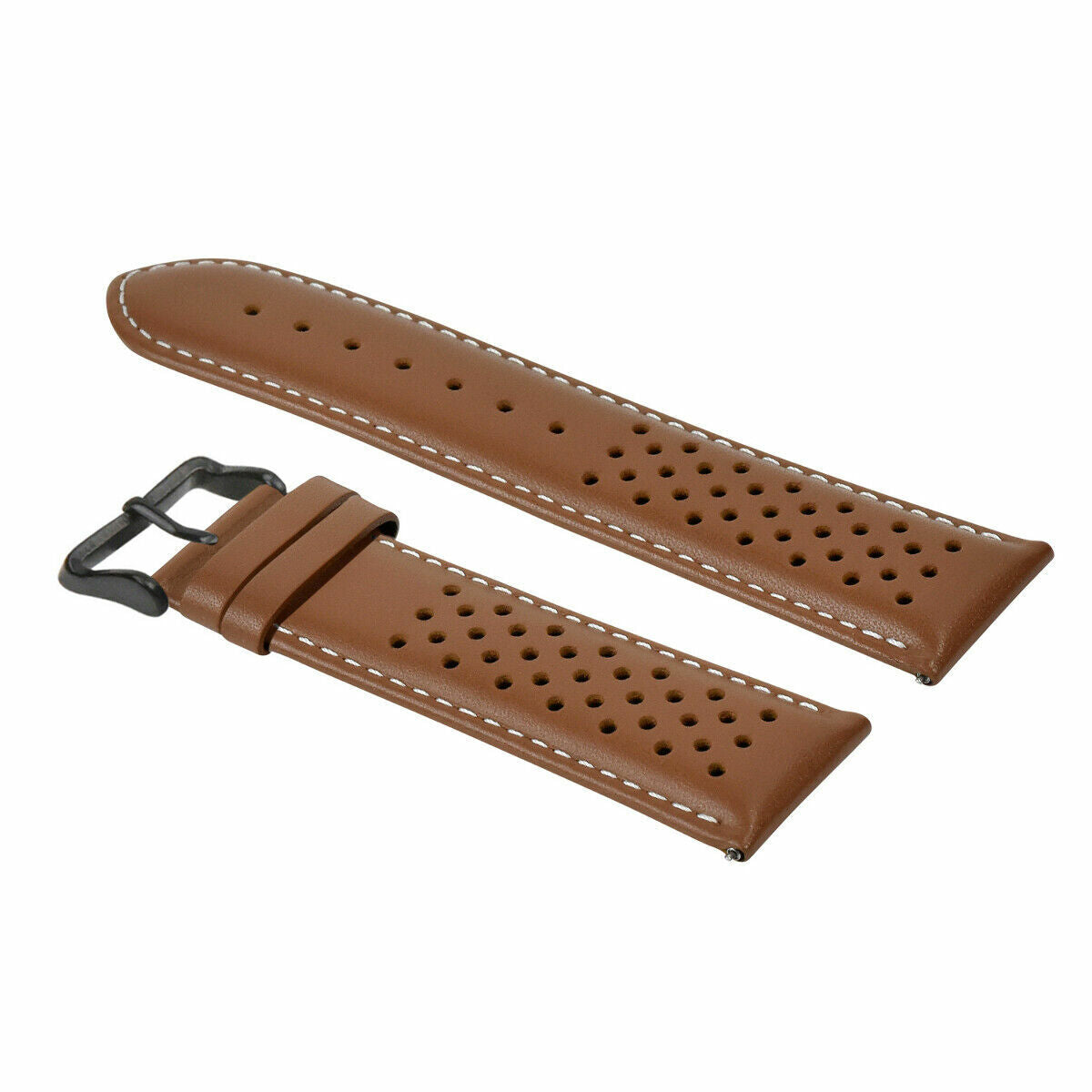 PERFORATED LEATHER RALLY WATCH STRAP BAND - QUICK RELEASE - 24MM