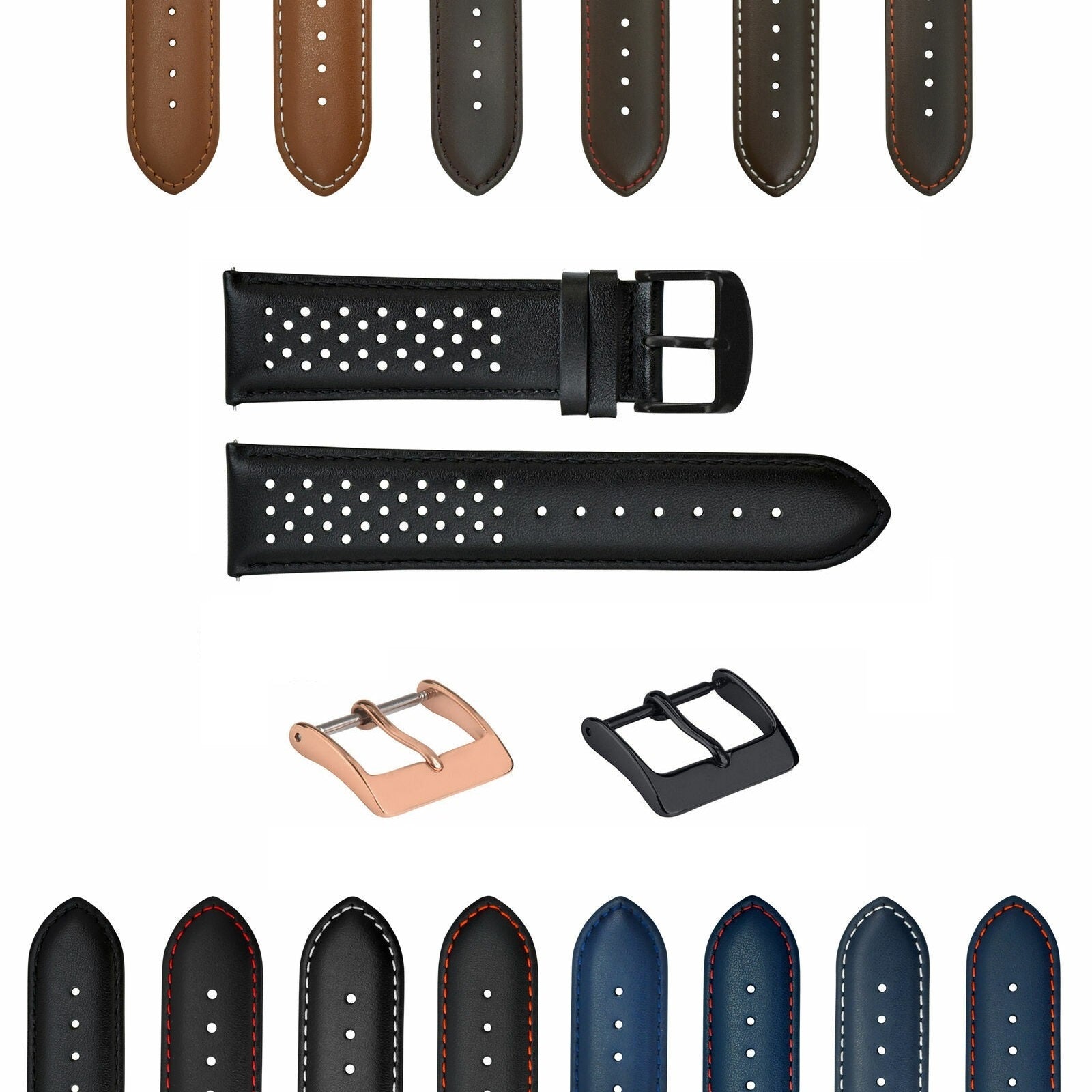 18-19-20-21-22-23-24MM PERFORATED LEATHER WATCH BAND STRAP FOR ORIS QUICK RELEAS