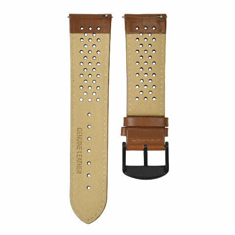 PERFORAT LEATHER WATCH BAND STRAP FOR OMEGA EZ RELEASE - 22MM