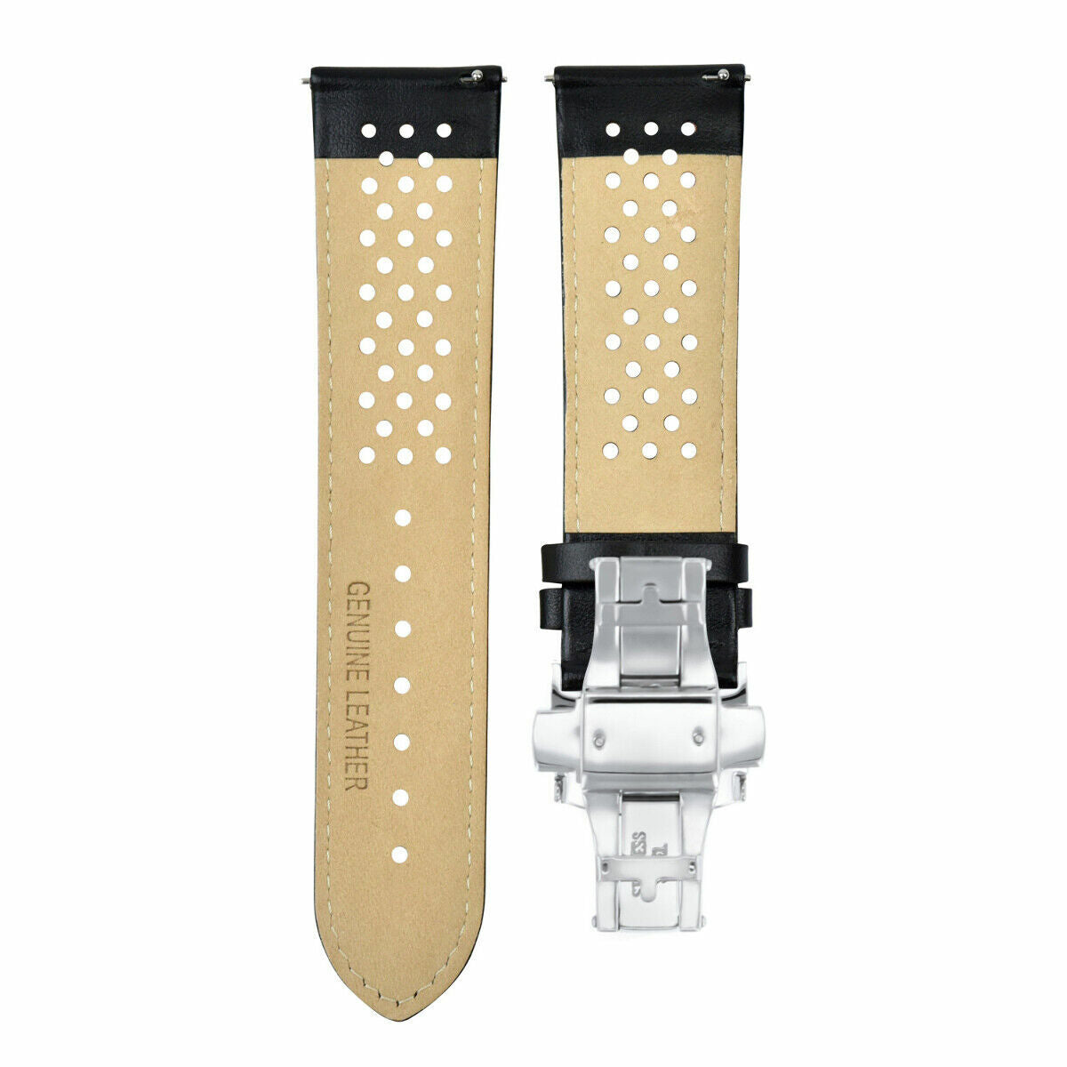 PERFORATED LEATHER RALLY WATCH STRAP BAND - QUICK RELEASE 18-19-20-21-22-23-24MM