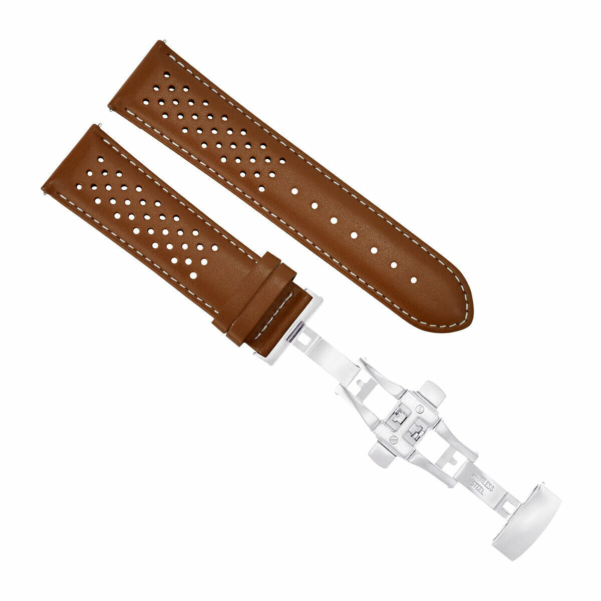 PERFORATED LEATHER RALLY WATCH STRAP BAND - QUICK RELEASE 18-19-20-21-22-23-24MM