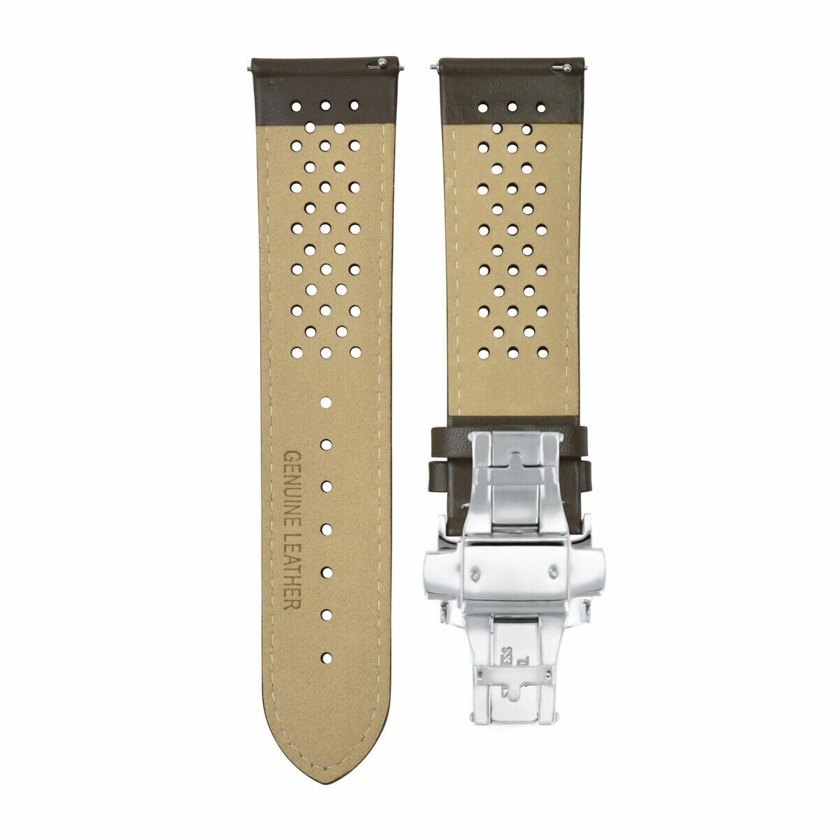 PERFORATED LEATHER RALLY WATCH STRAP BAND - QUICK RELEASE - 20MM