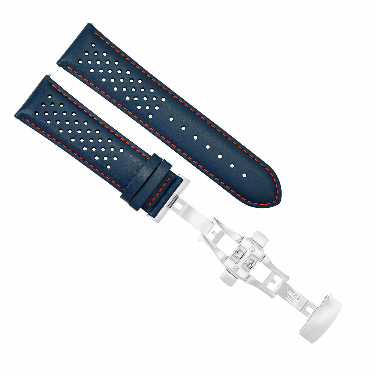PERFORATED LEATHER WATCH BAND STRAP FOR ORIS QUICK RELEASE - 24MM
