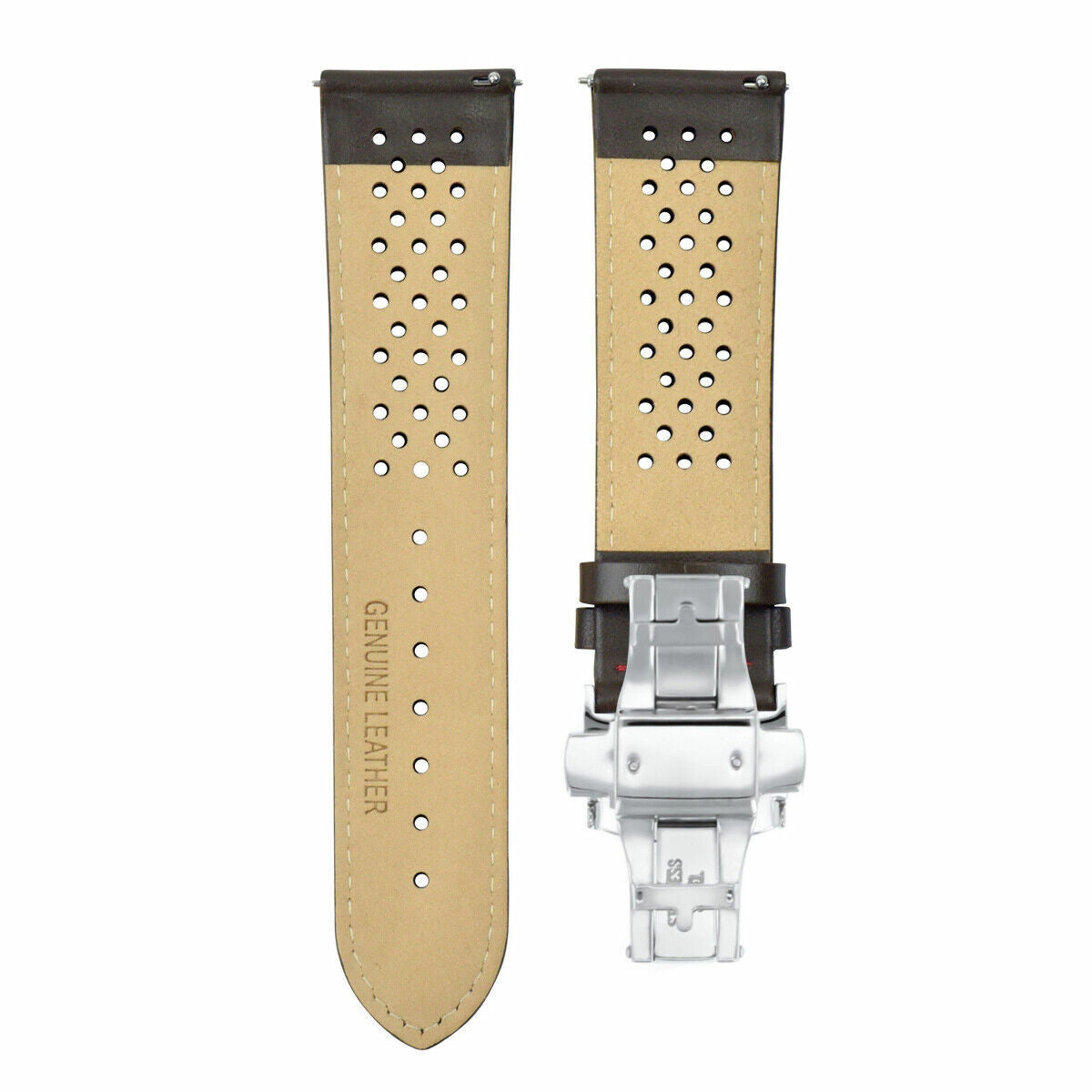 PERFORATED LEATHER WATCH BAND STRAP FOR ORIS QUICK RELEASE - 24MM