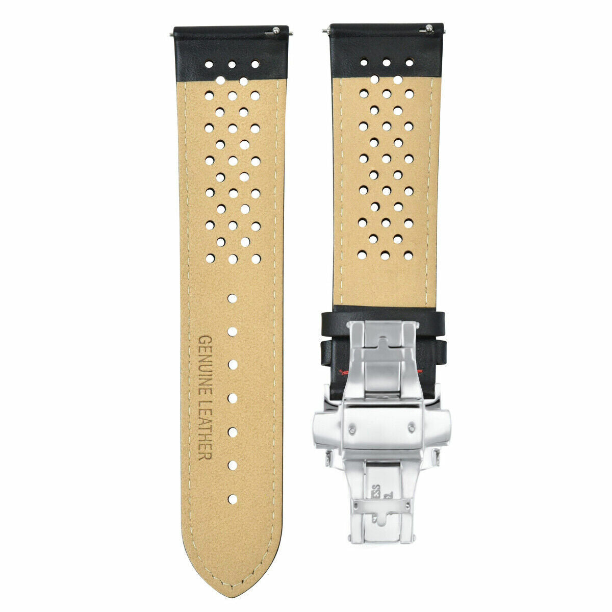 PERFORAT LEATHER WATCH BAND STRAP FOR SEIKO QUICK RELEASE - 24MM