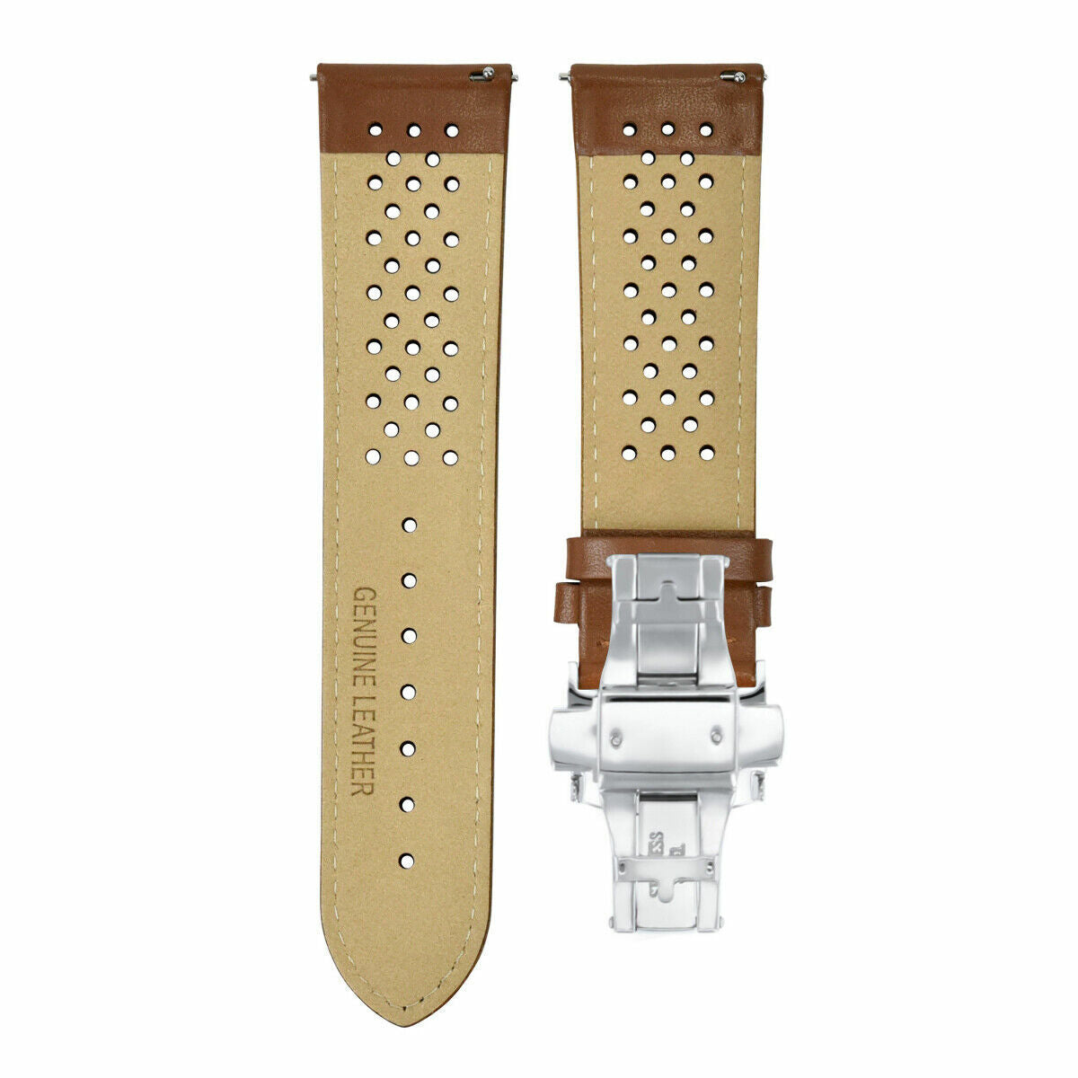 PERFORAT LEATHER WATCH BAND STRAP FOR TAG HEUER EZ RELEASE - 24MM