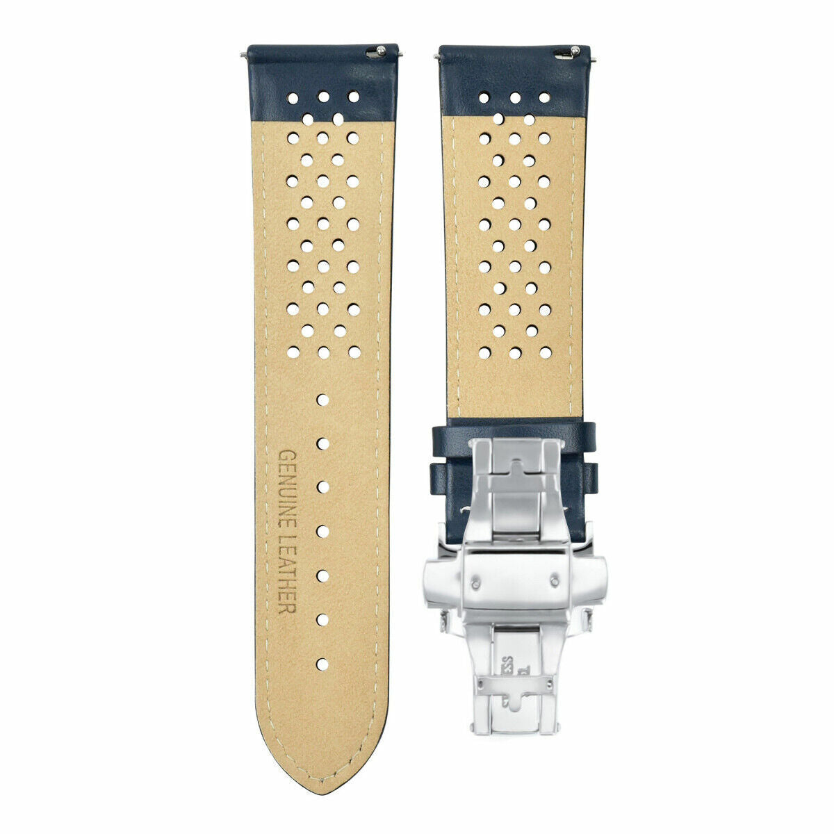 PERFORAT LEATHER WATCH BAND STRAP FOR OMEGA EZ RELEASE - 24MM