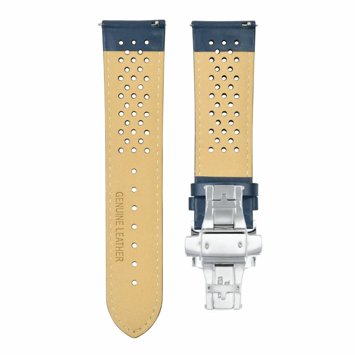 PERFORAT LEATHER WATCH BAND STRAP FOR OMEGA EZ RELEASE - 20MM