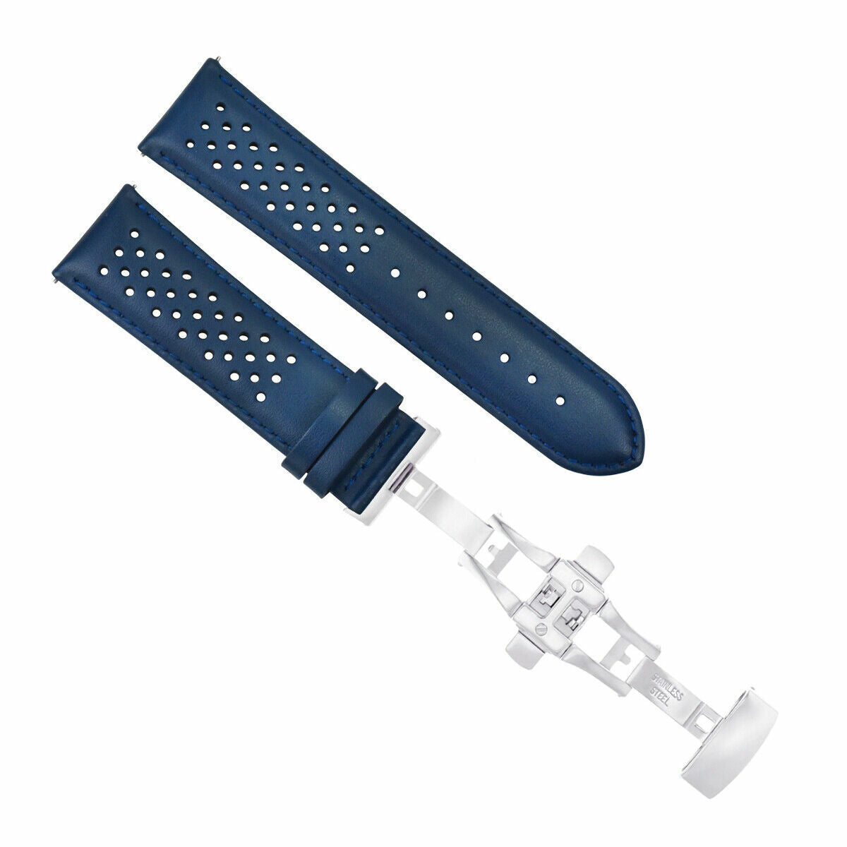 PERFORAT LEATHER WATCH BAND STRAP FOR OMEGA EZ RELEASE - 23MM
