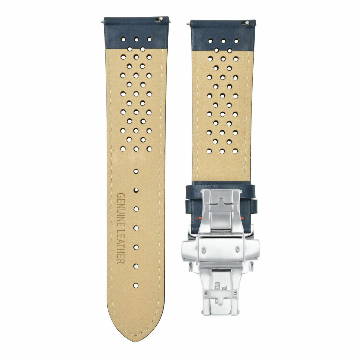 PERFORAT LEATHER WATCH BAND STRAP FOR OMEGA EZ RELEASE - 23MM