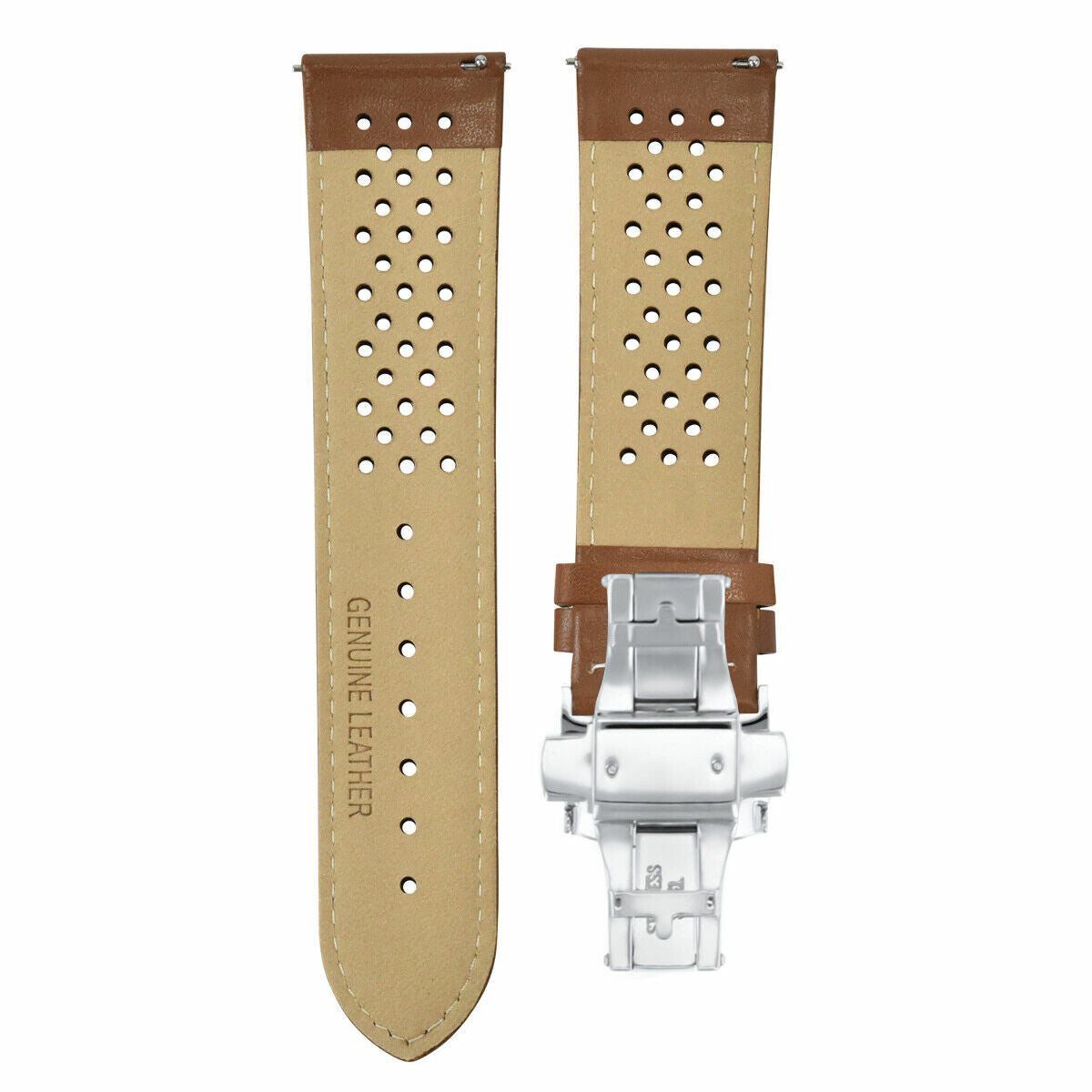 PERFORAT LEATHER WATCH BAND STRAP FOR OMEGA EZ RELEASE - 23MM