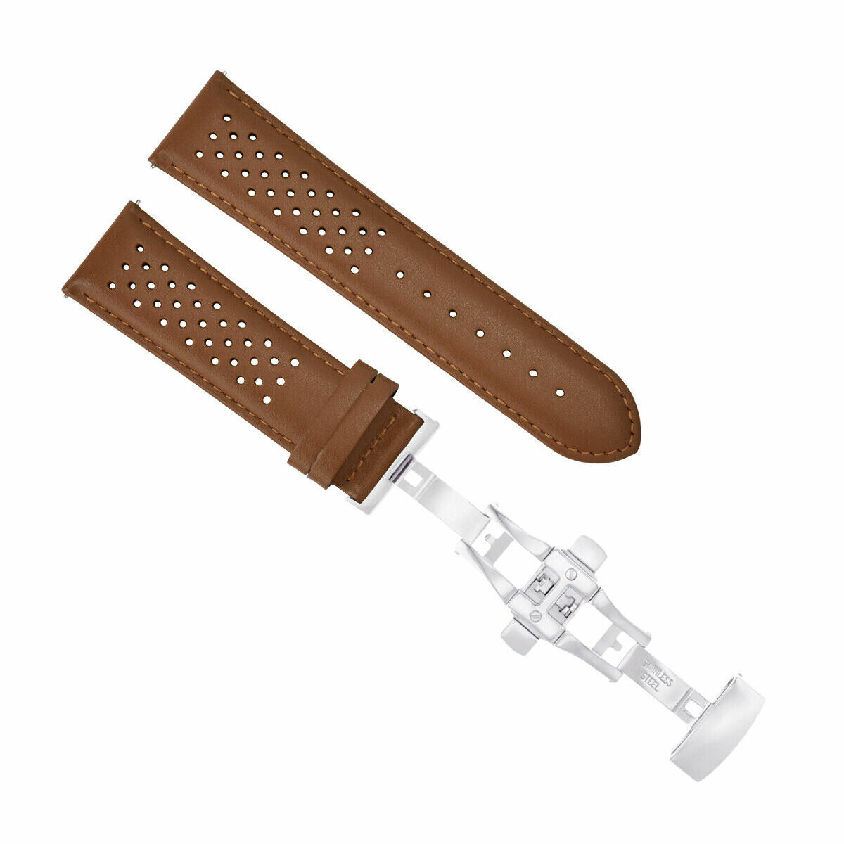 PERFORAT LEATHER WATCH BAND STRAP FOR OMEGA EZ RELEASE - 24MM