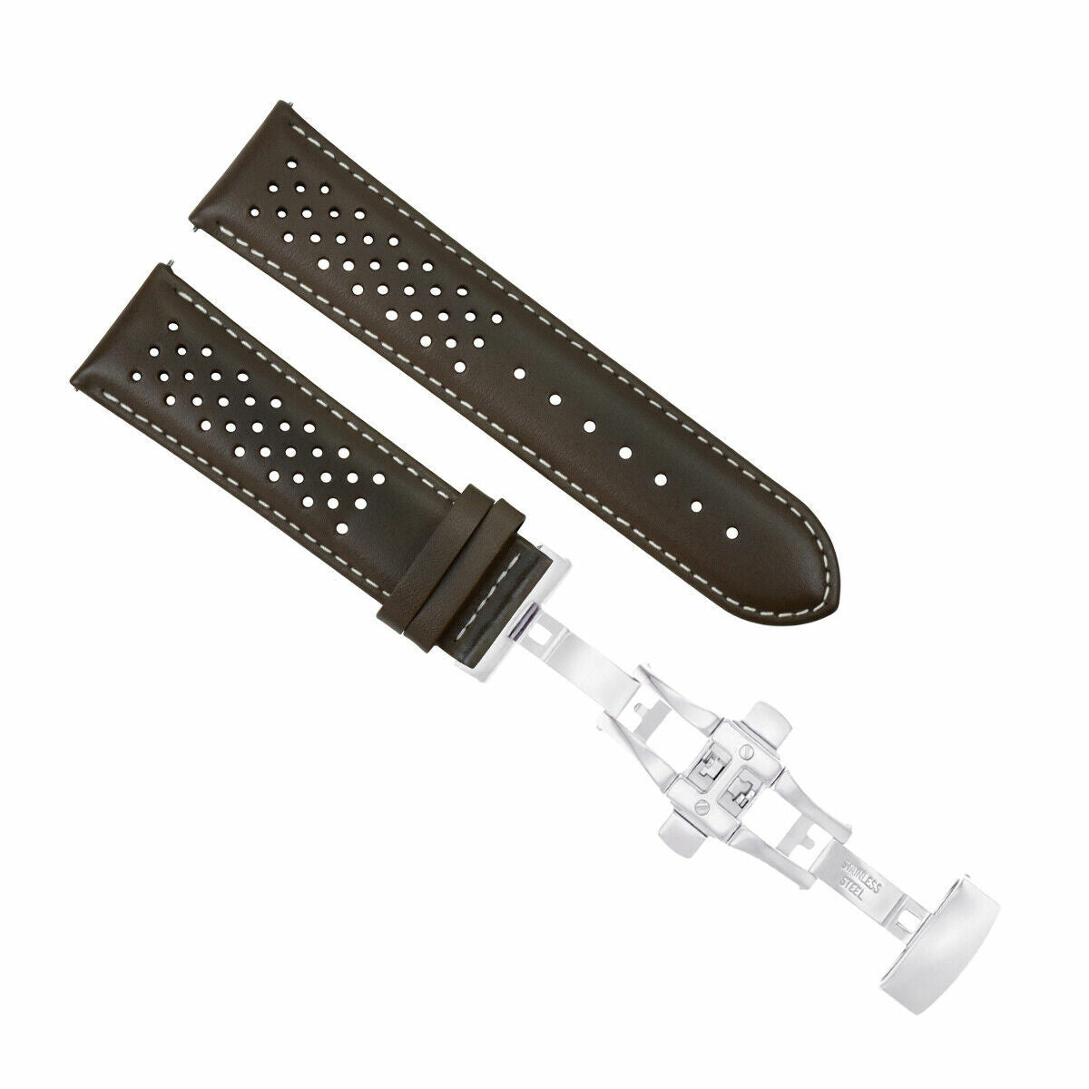 PERFORAT LEATHER WATCH BAND STRAP FOR OMEGA EZ RELEASE - 24MM