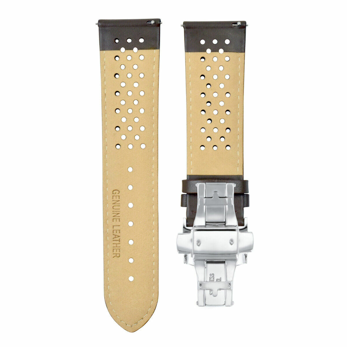 PERFORAT LEATHER WATCH BAND STRAP FOR BREITLING EZ RELEASE - 23MM