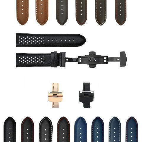 18MM-24MM PERFORATED LEATHER WATCH BAND STRAP QUICK RELEASE FOR LONGINES