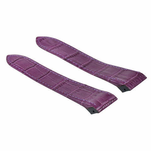 20MM LEATHER STRAP BAND FOR CARTIER SANTOS 100 2878 ALLIGATOR GRAIN PURPLE TOP Q
