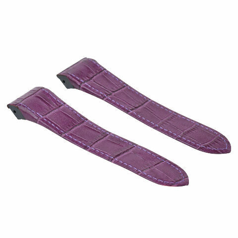 20MM LEATHER STRAP BAND FOR CARTIER SANTOS 100 2878 ALLIGATOR GRAIN PURPLE TOP Q