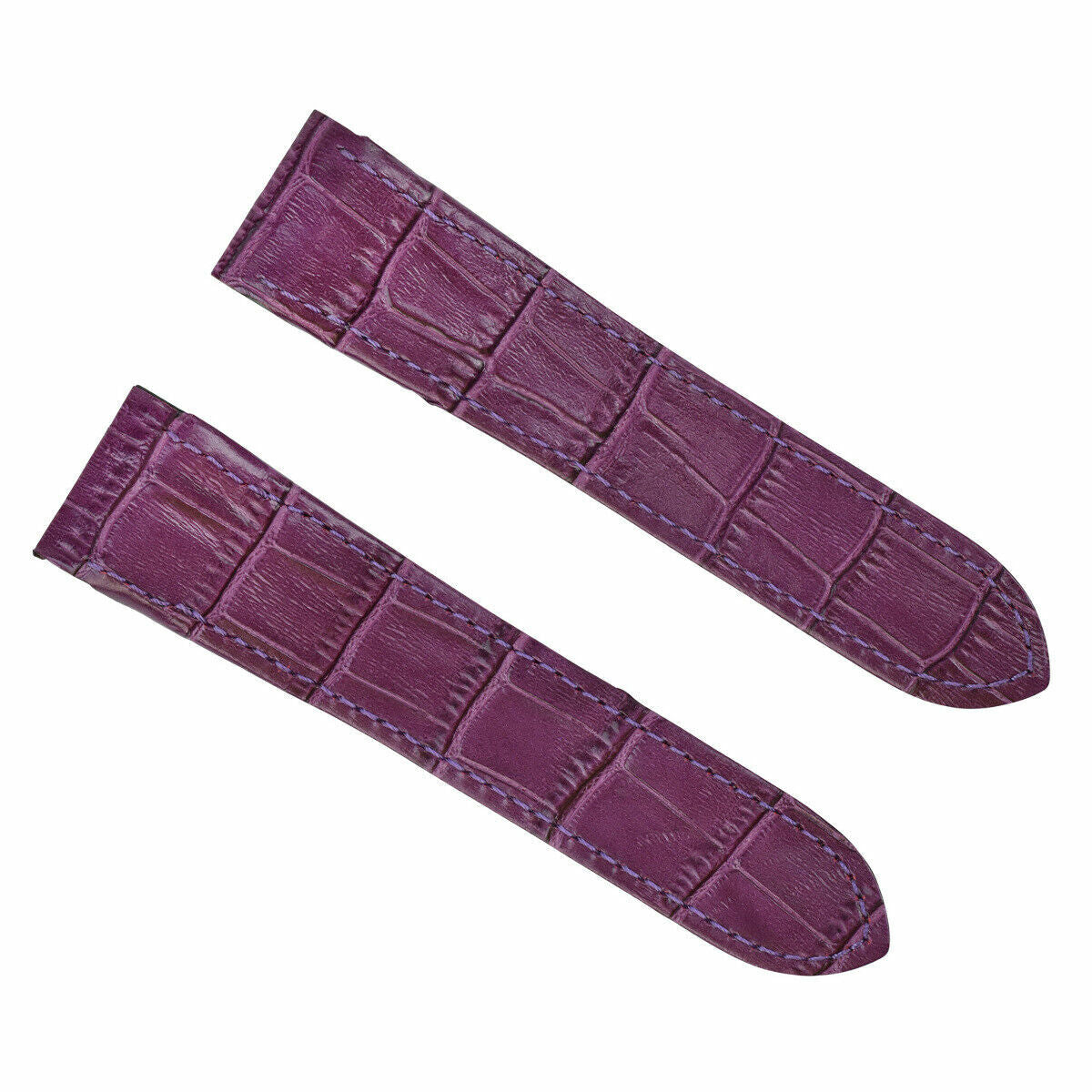 20MM LEATHER STRAP BAND FOR CARTIER SANTOS 100 2878 ALLIGATOR GRAIN PURPLE TOP Q