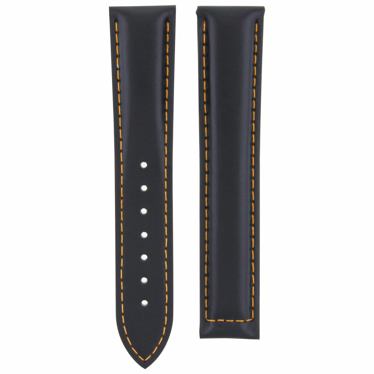 18-19-20-22-24MM CLASSIC MENS SMOOTH LEATHER STRAP BAND FOR ORIS WATCHES CLASP, Black with Orange Stitching, view 2