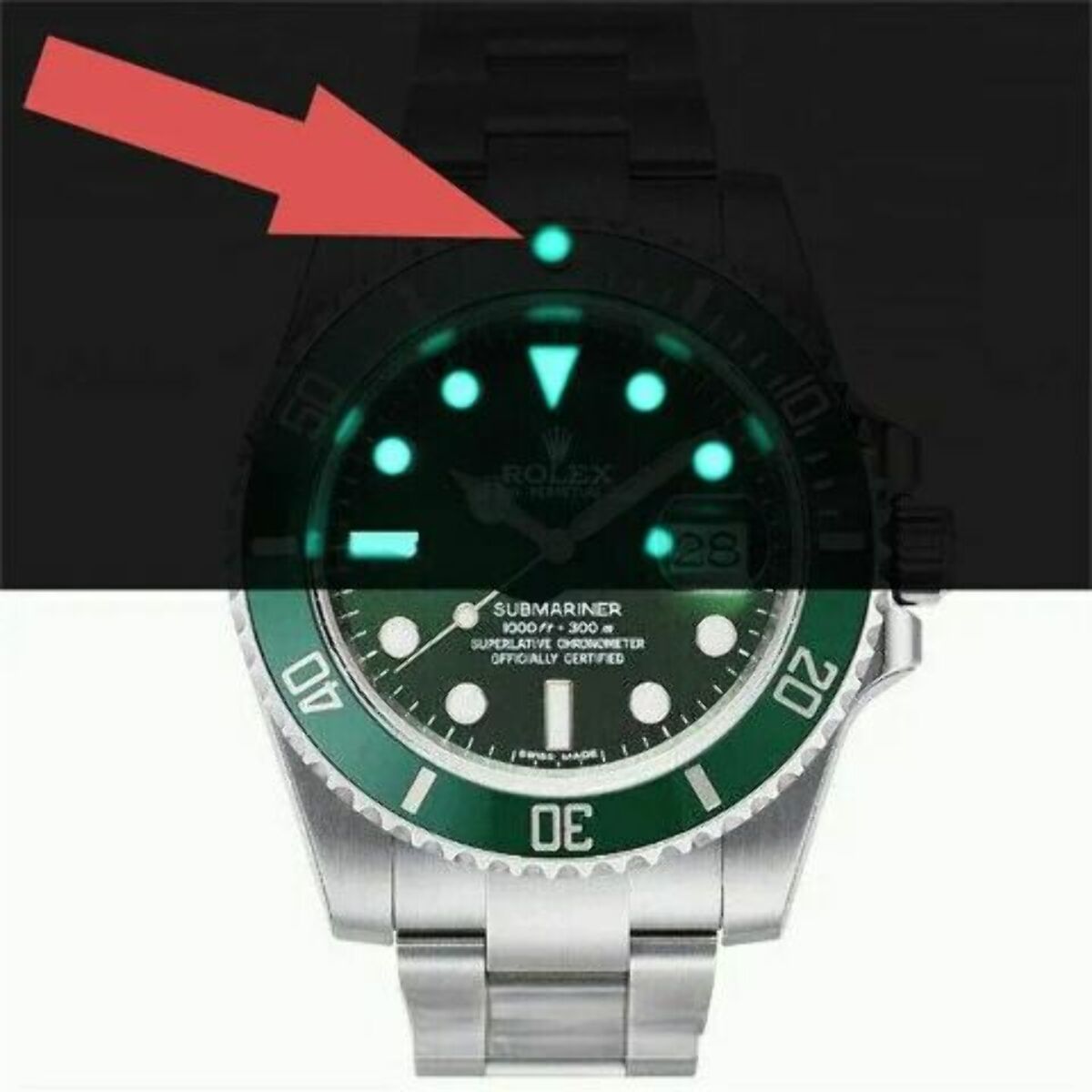 PEARL FLAT PIP FOR BEZEL INSERT ROLEX SUBMARINER CERAMIC 116613 SWISS TURQUOISE LUME