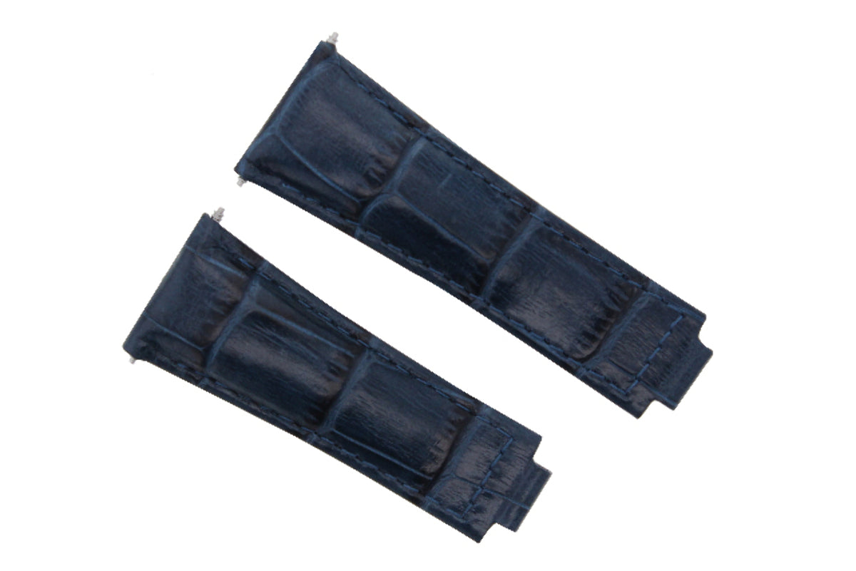 LEATHER WATCHBAND STRAP FOR ROLEX DAYTONA 16518 16519 116520 116523 MEDIUM BLUE