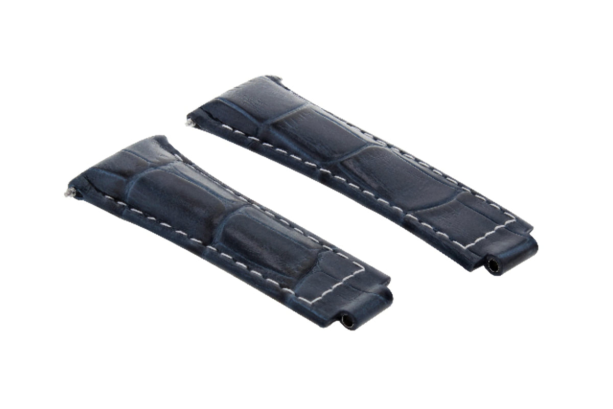 LEATHER WATCHBAND STRAP FOR ROLEX DAYTONA 16518 16519 116520 116523 MED BLUE WS