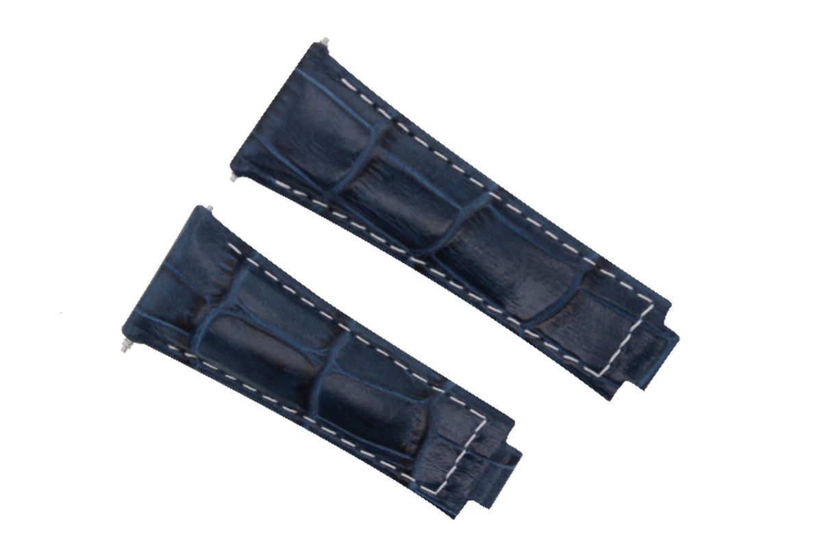 LEATHER WATCHBAND STRAP FOR ROLEX DAYTONA 16518 16519 116520 116523 MED BLUE WS