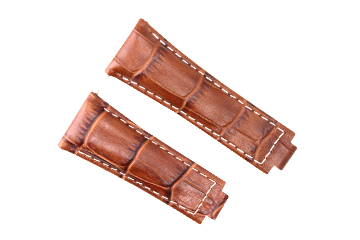 LEATHER WATCHBAND STRAP FOR ROLEX DAYTONA 16518 16519 116520 116523 MED BROWN WS