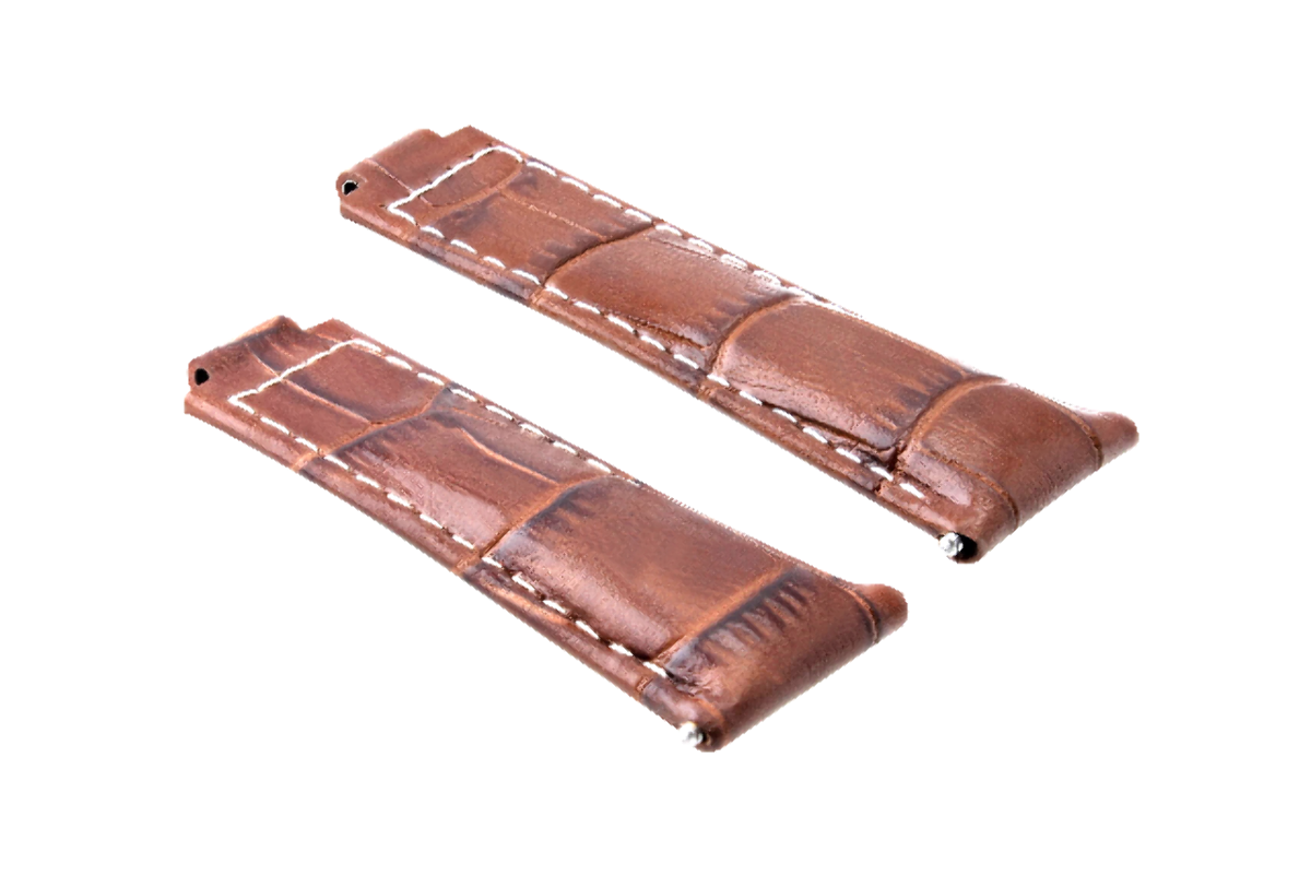 LEATHER WATCHBAND STRAP FOR ROLEX DAYTONA 16518 16519 116520 116523 MED BROWN WS