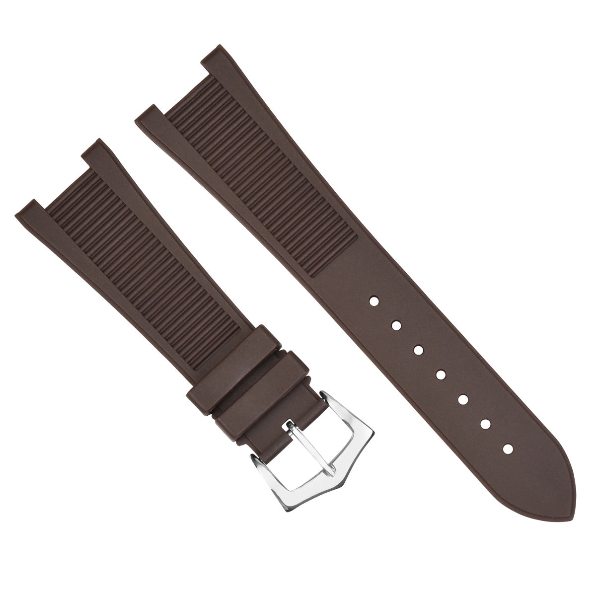 25 x 18 RUBBER WATCH STRAP BAND FOR PATEK PHILLIP NAUTILUS 5712G/R/A,5980R BROWN