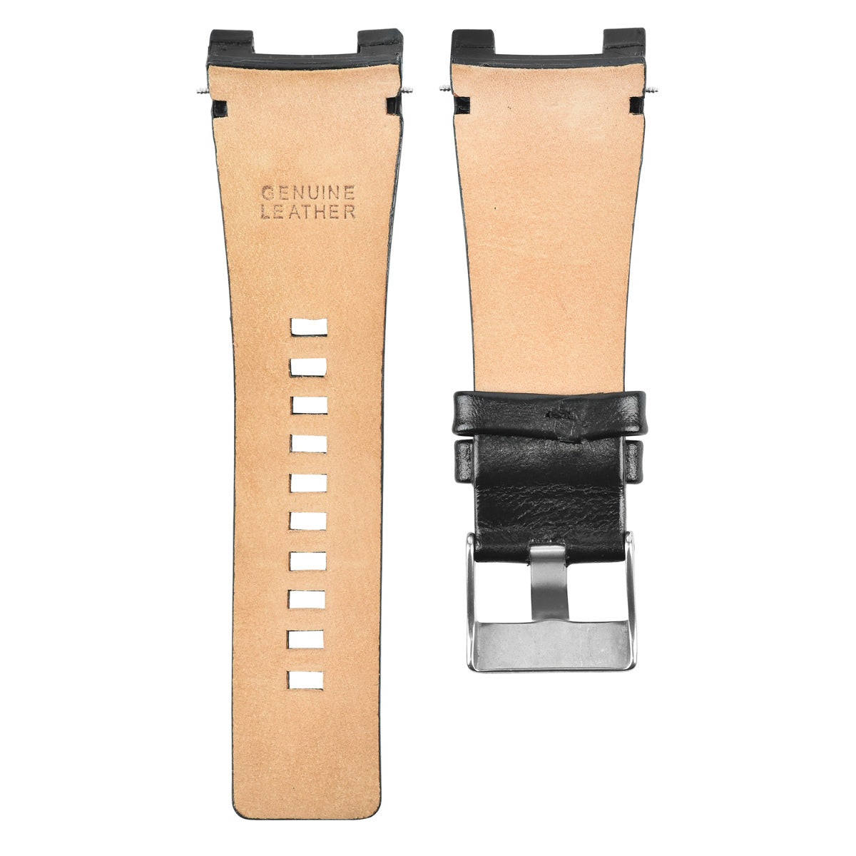 32MM NOTCHED LEATHER WATCH BAND STRAP FOR DIESEL DZ1216 DZ1273 DZ4246 WATCH BLACK