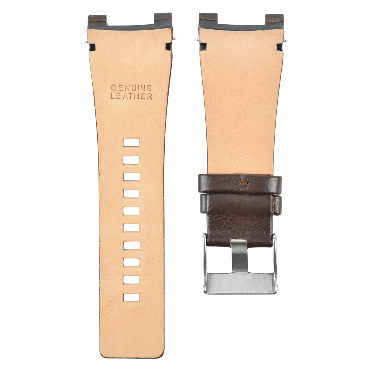 32MM NOTCHED LEATHER WATCH BAND STRAP FOR DIESEL DZ1216 DZ1273 DZ4246 WATCH BROWN