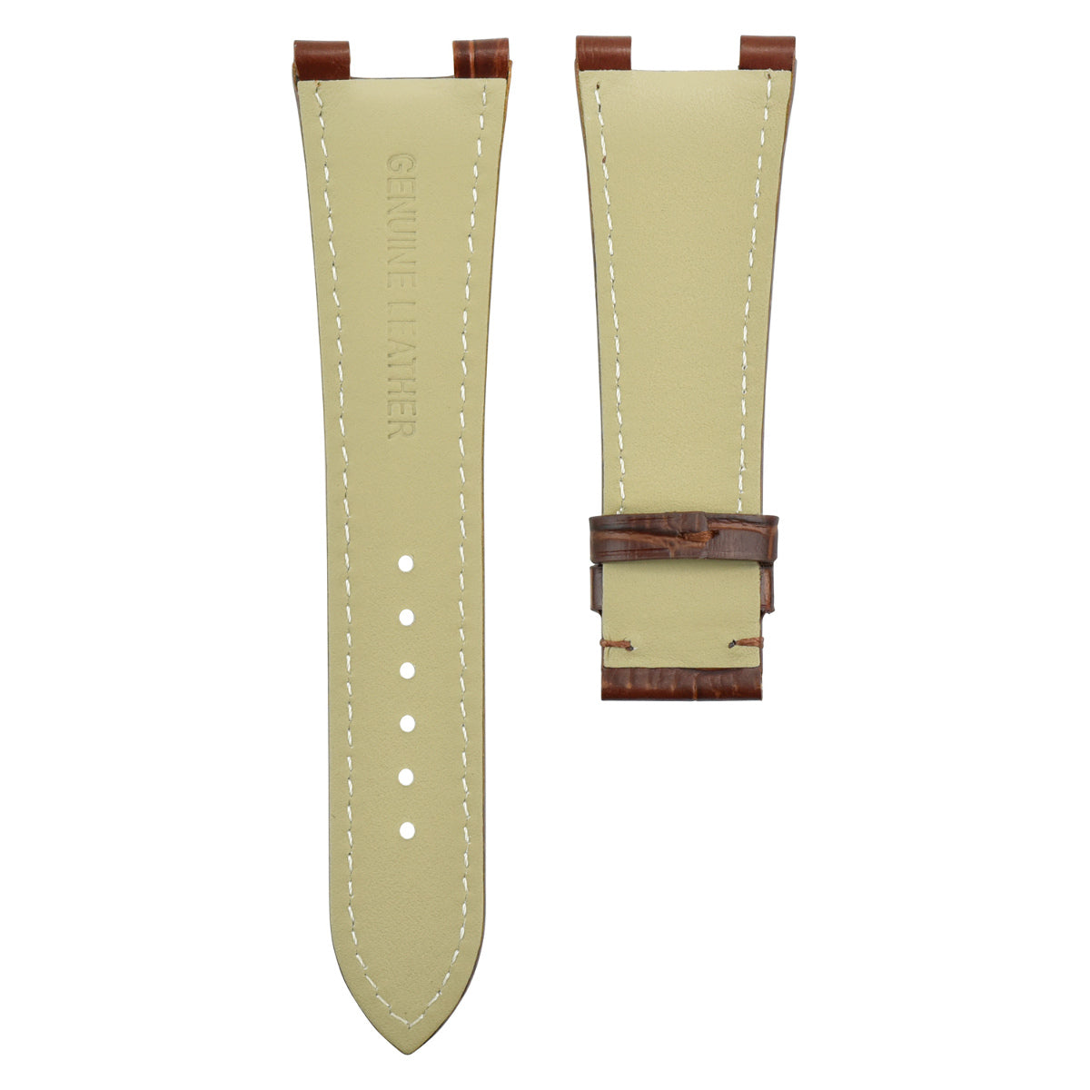 25X18MM Leather Watch Band Strap for Patek Phillipe Nautilus 5711/5712G Brown, front view
