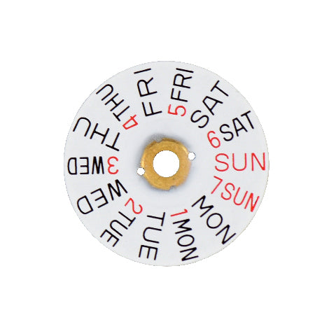 DAY DISC FOR SWISS MOVEMENT ETA 2836-2 2846 2878 WATCH WHITE/RED @ 3 O'CLOCK