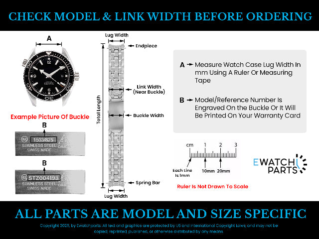 LINK PIN & TUBE FOR OMEGA SPEEDMASTER BAND 3513.50 1560/850,1562/850,1563/850